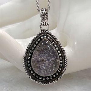 Tanzanite Chips Silver Pendant Necklace